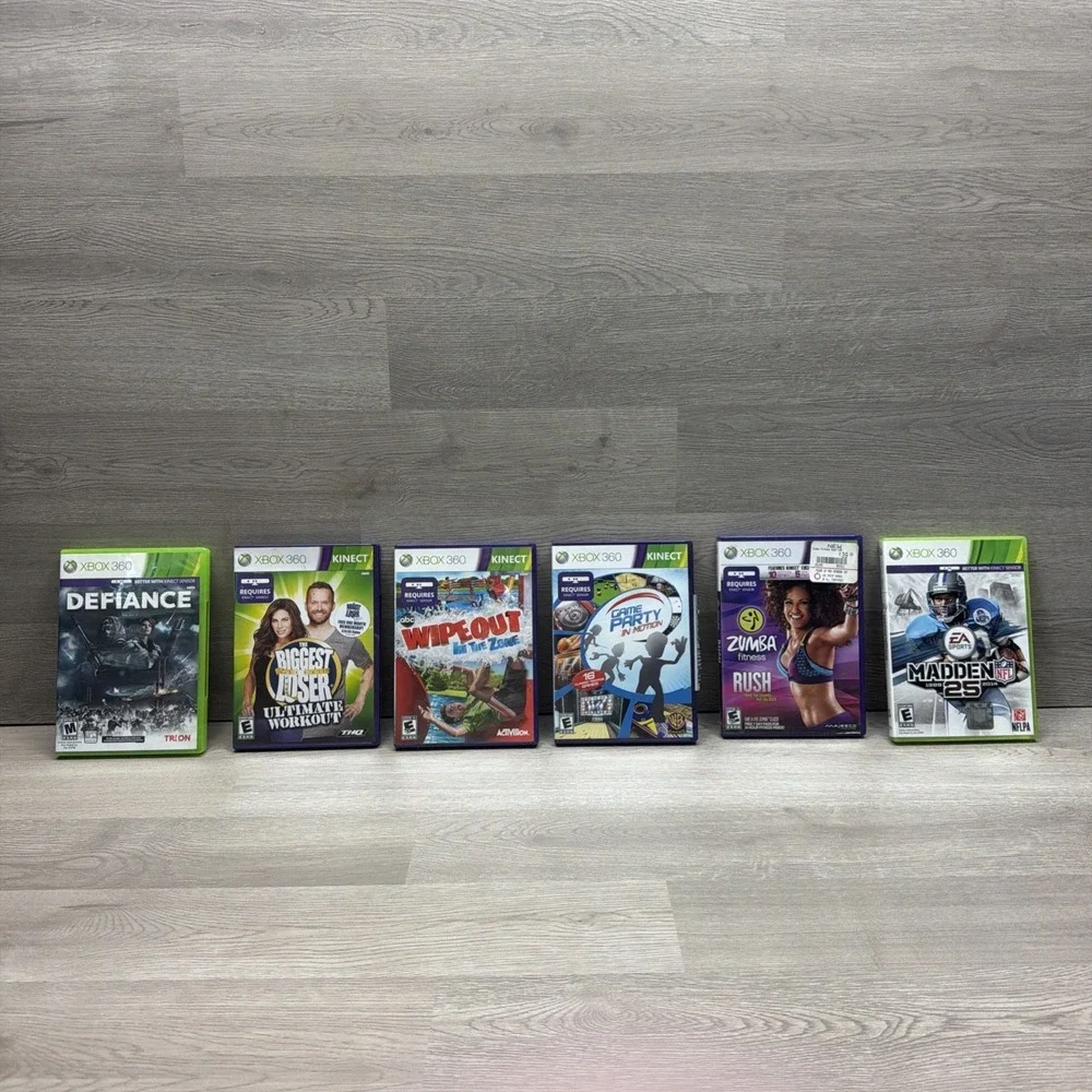 Lot Of 6 Xbox 360 Kinect Games: Defiance, Game Party, The Biggest Loser, Wipeout